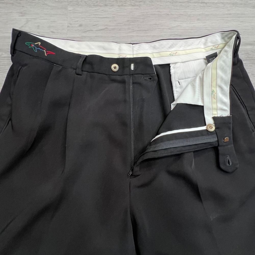 Greg Norman Collection Mens Black Pleated Golf Shorts Size 38 Embroidered Shark - Picture 10 of 14